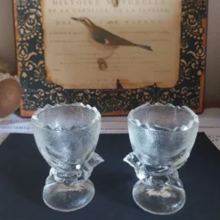 Anciens coquetiers en verre de Portieux