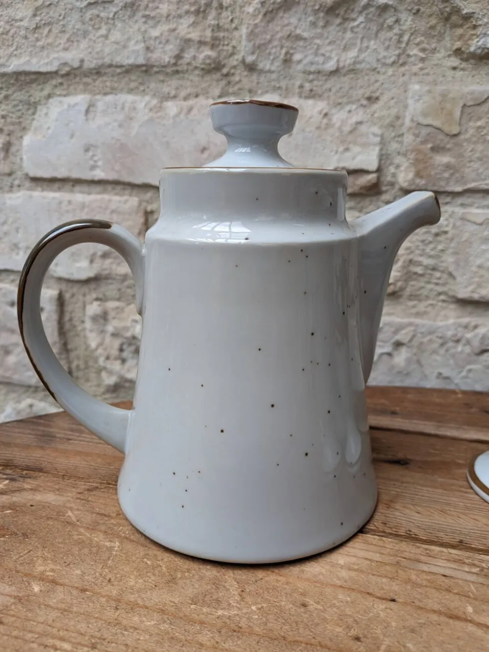 Ancien service à café avec 6 mazagrans et cafetière décor floral bleu