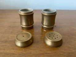 Ancien Service Salière Poivrière Laiton Vintage