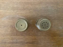 Ancien Service Salière Poivrière Laiton Vintage