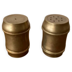 Ancien Service Salière Poivrière Laiton Vintage