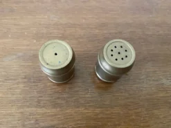 Ancien Service Salière Poivrière Laiton Vintage