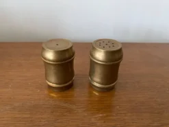 Ancien Service Salière Poivrière Laiton Vintage