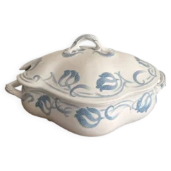 Ancien Soupière Tircis Sarreguemines Utzschneider & Cie Art Nouveau Faïence