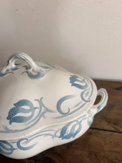 Ancien Soupière Tircis Sarreguemines Utzschneider & Cie Art Nouveau Faïence