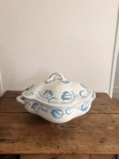Ancien Soupière Tircis Sarreguemines Utzschneider & Cie Art Nouveau Faïence