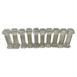 10 anciens porte-couteaux en verre moulé