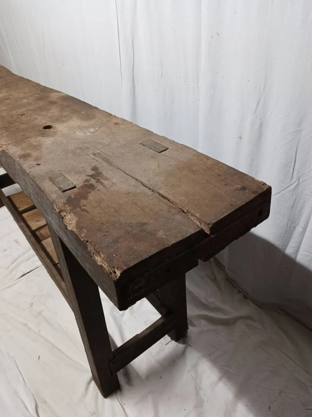 Ancien établi en bois vintage