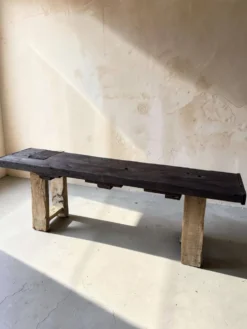 Ancien établi en chêne massif restauré — Console XXL
