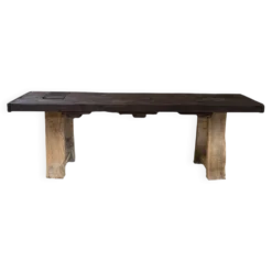 Ancien établi en chêne massif restauré — Console XXL