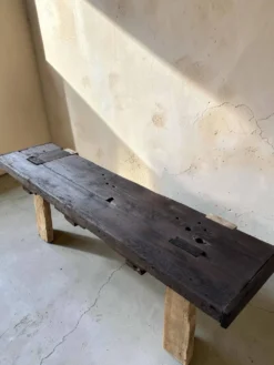 Ancien établi en chêne massif restauré — Console XXL