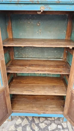 Ancien vaisselier Art déco en teck birman