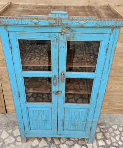 Ancien vaisselier Art déco en teck birman