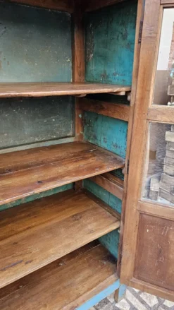 Ancien vaisselier Art déco en teck birman
