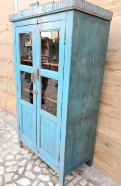 Ancien vaisselier Art déco en teck birman