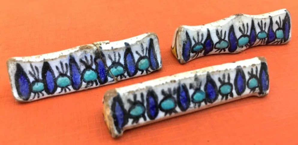 Années 1920-1940 3 Porte-couteaux Céramique Tunisienne Nabeul Atelier el-Kh