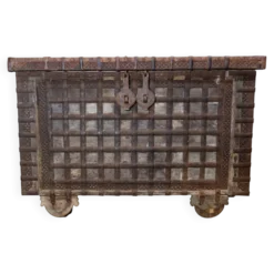 Antique coffre de mariage bois et fer, Inde, XIXème