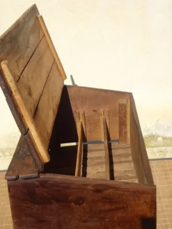 Antique coffre égouttoir en chêne massif