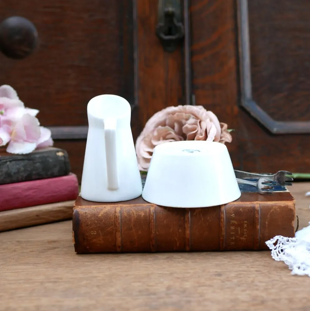 Antique Royal Crown Derby white cream and sugar service dated 1902