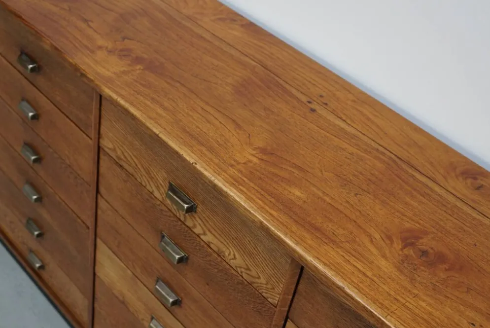 Apothicaire en chêne néerlandais / Armoire de classement ou buffet, années 1950