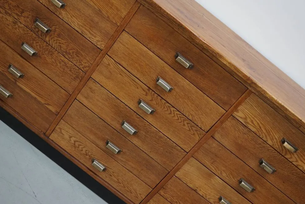 Apothicaire en chêne néerlandais / Armoire de classement ou buffet, années 1950