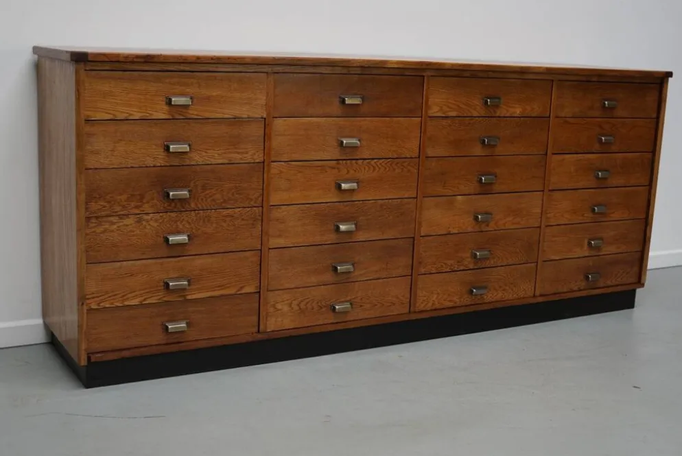 Apothicaire en chêne néerlandais / Armoire de classement ou buffet, années 1950