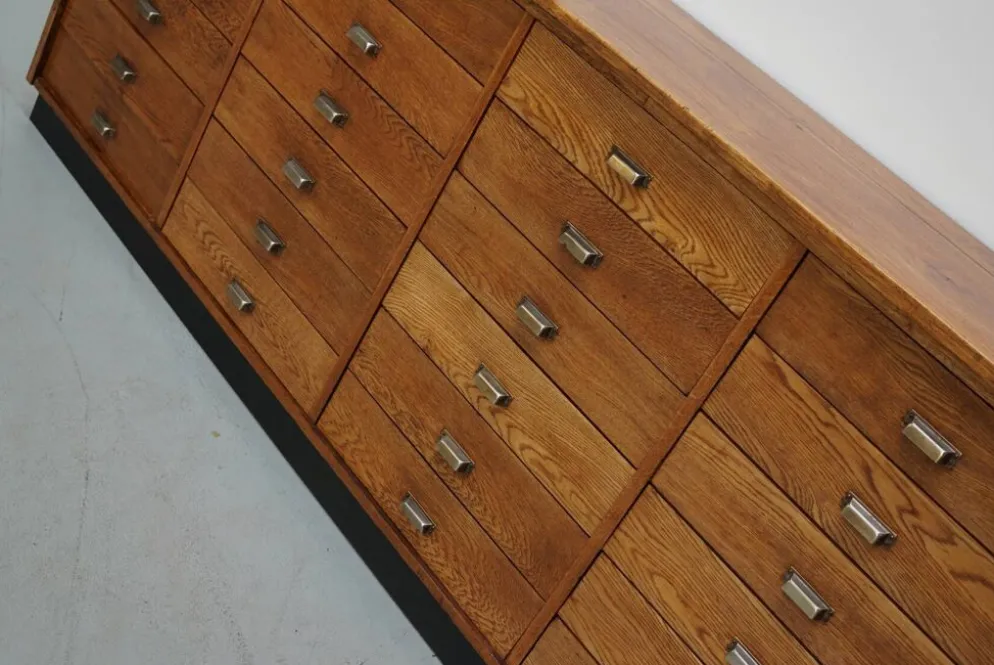 Apothicaire en chêne néerlandais / Armoire de classement ou buffet, années 1950