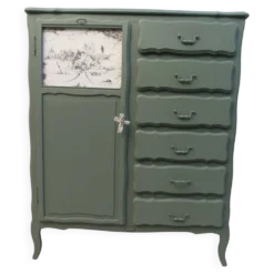 Armoire ancienne Green Smoke – Toile de Jouy .