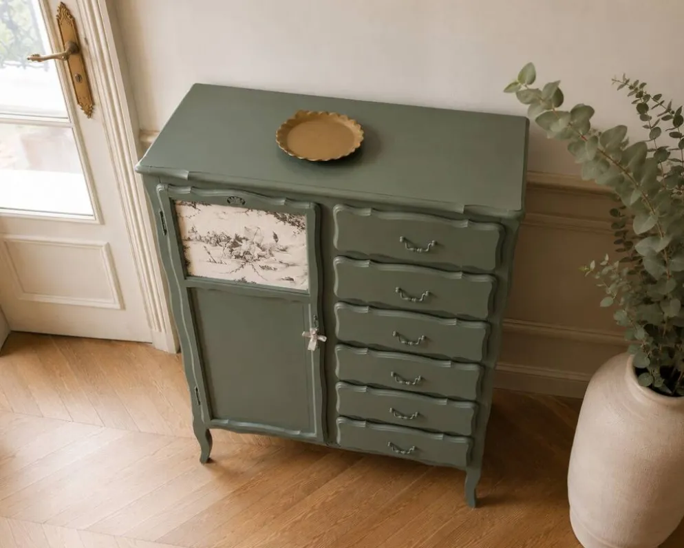 Armoire ancienne Green Smoke – Toile de Jouy .
