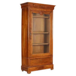 Armoire ancienne Louis-Philippe en noyer et verre, France, XIXe siècle