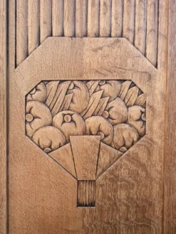 Armoire art déco chêne brut et miroir biseauté