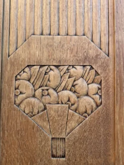 Armoire art déco chêne brut et miroir biseauté