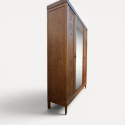 Armoire art déco chêne brut et miroir biseauté