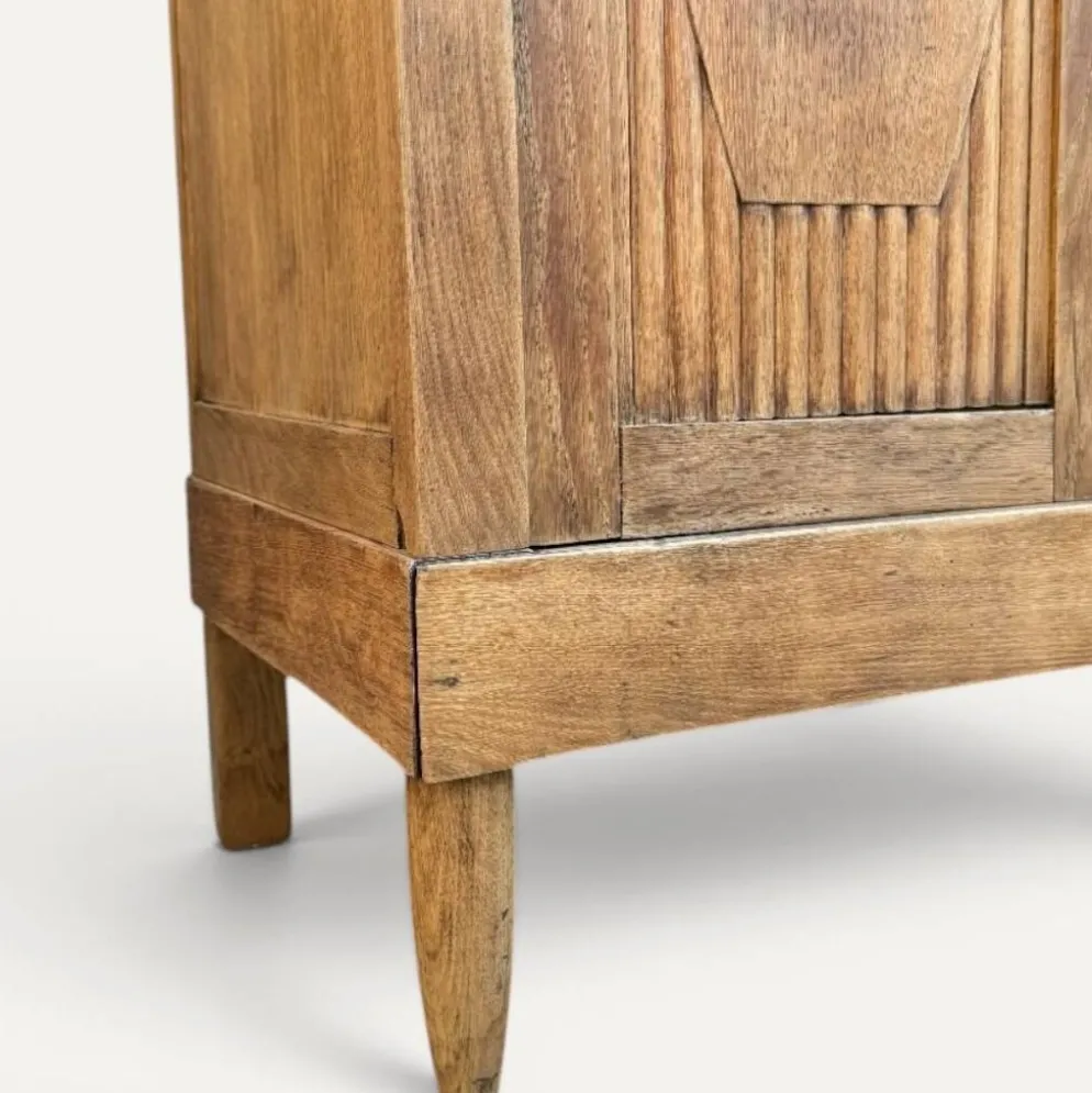 Armoire art déco chêne brut et miroir biseauté