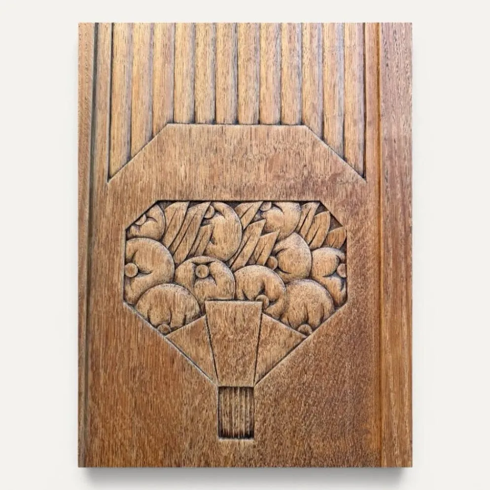 Armoire art déco chêne brut et miroir biseauté