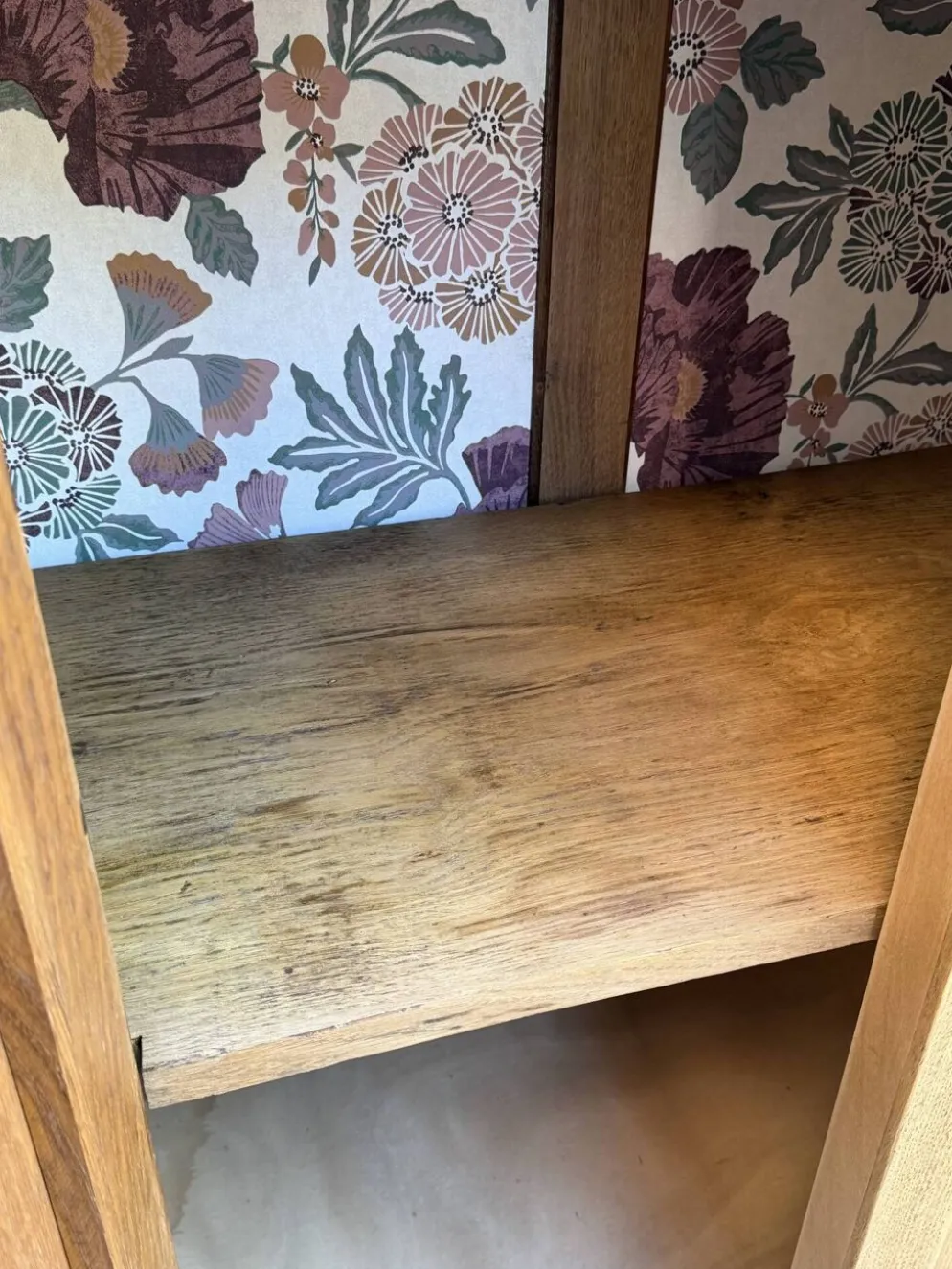 Armoire art déco chêne brut et miroir biseauté
