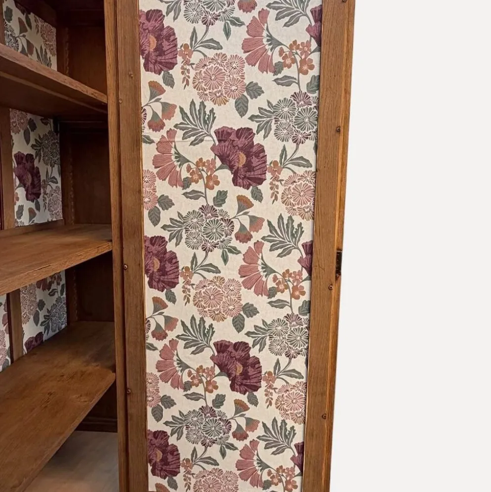 Armoire art déco chêne brut et miroir biseauté