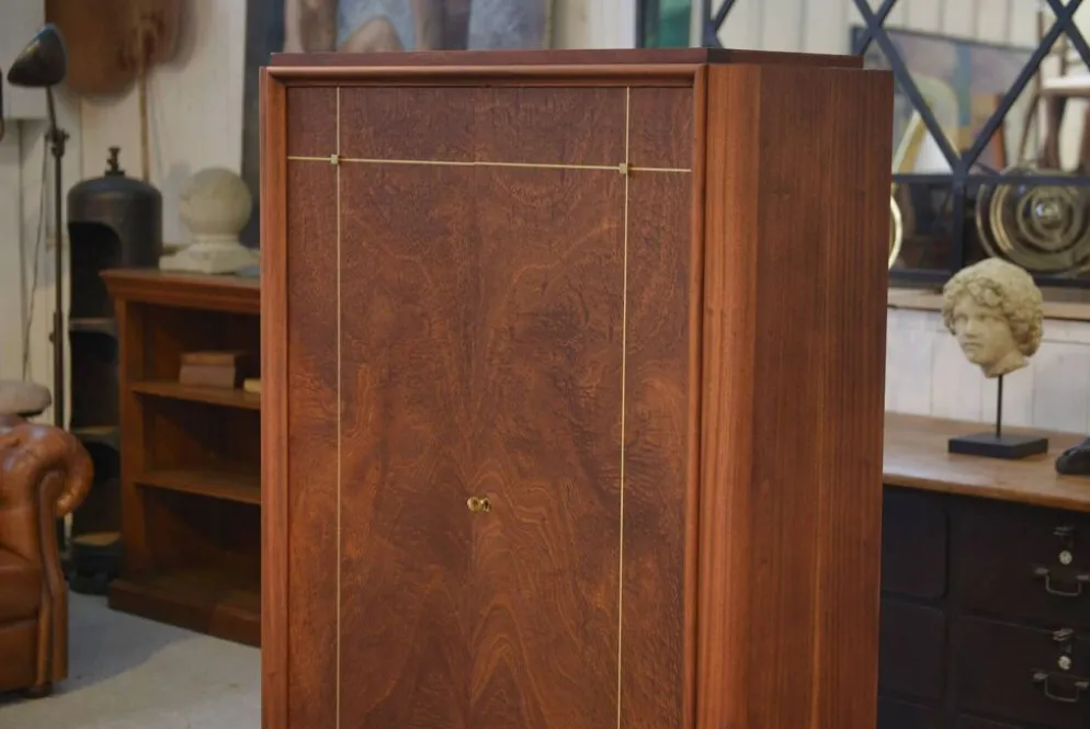 Armoire Art Déco en acajou mobilier d’art signé A. Bicchierini 1940’s