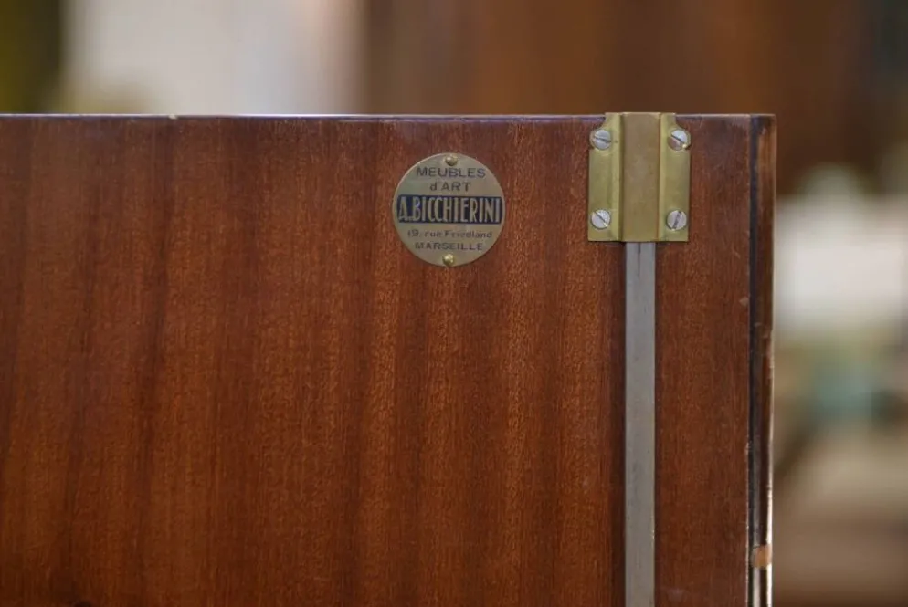 Armoire Art Déco en acajou mobilier d’art signé A. Bicchierini 1940’s