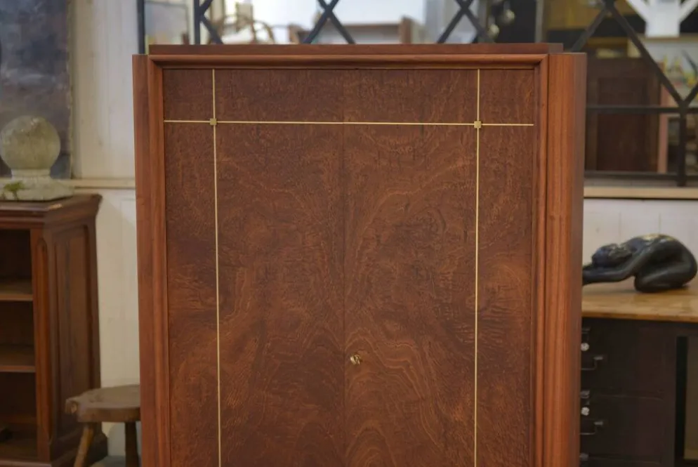 Armoire Art Déco en acajou mobilier d’art signé A. Bicchierini 1940’s