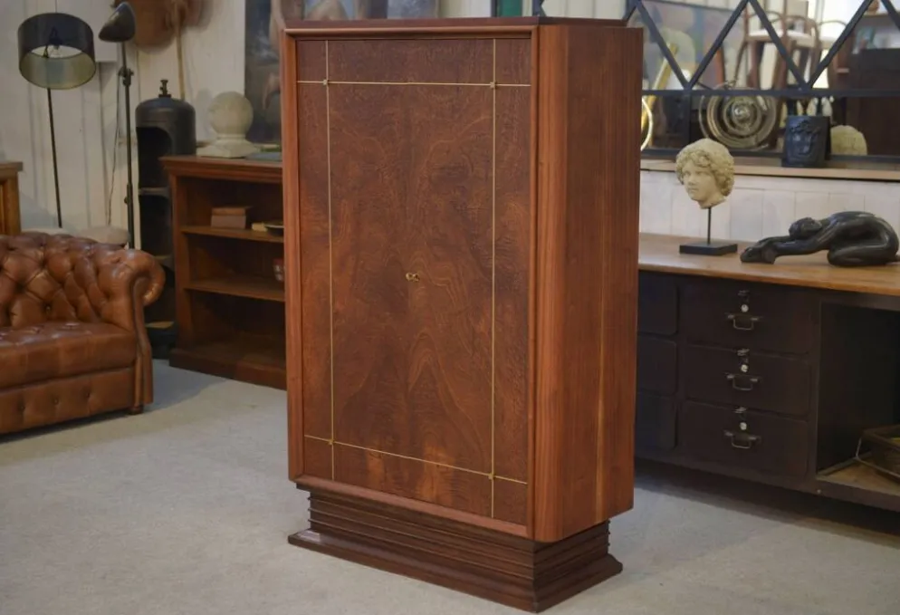 Armoire Art Déco en acajou mobilier d’art signé A. Bicchierini 1940’s