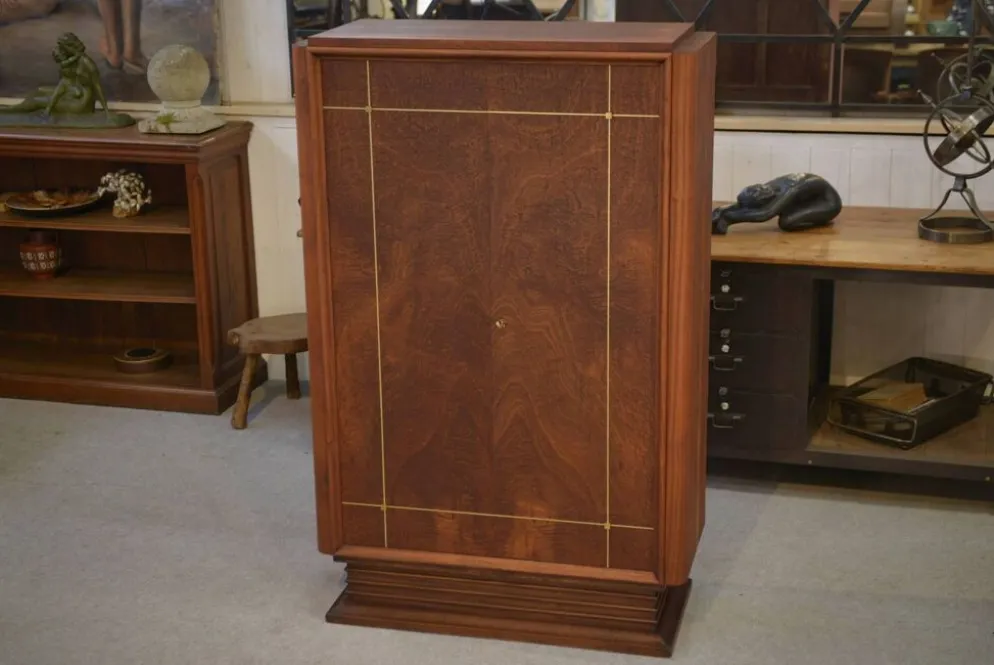 Armoire Art Déco en acajou mobilier d’art signé A. Bicchierini 1940’s