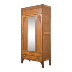 Armoire Art déco en bois sculpté avec miroir années 1930