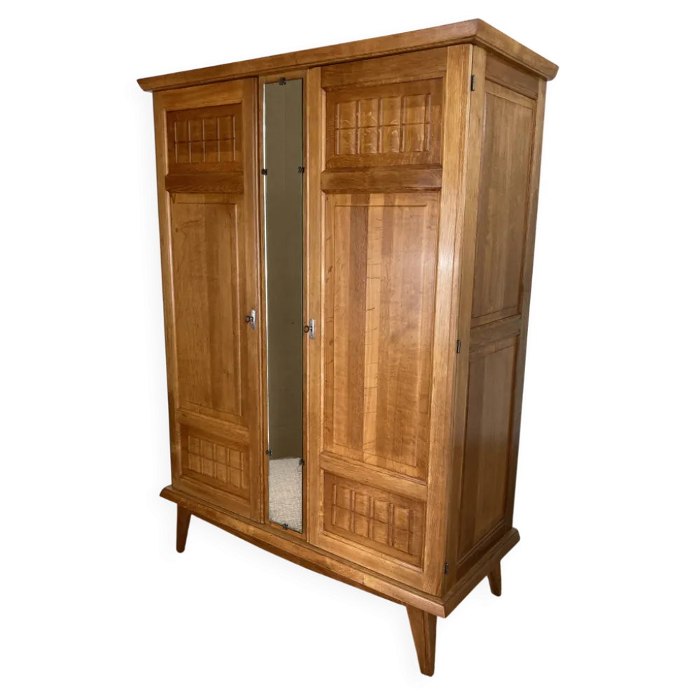 Armoire Art déco en chêne massif restaurée – années 1930-1940