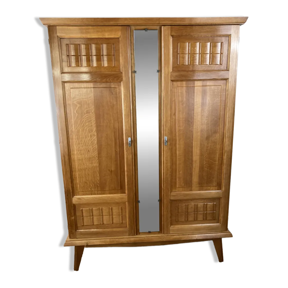 Armoire Art déco en chêne massif restaurée – années 1930-1940