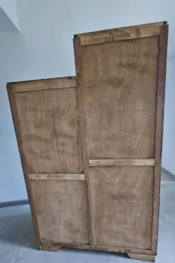 Armoire asymetrique parisienne penderie vintage Art déco bois foncé