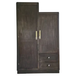 Armoire asymetrique parisienne penderie vintage Art déco bois foncé