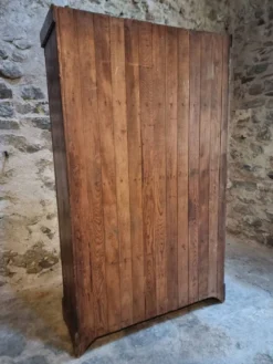 Armoire bonnetière ancienne en pin français – garde-robe rustique de campagne – vers 1900–1920