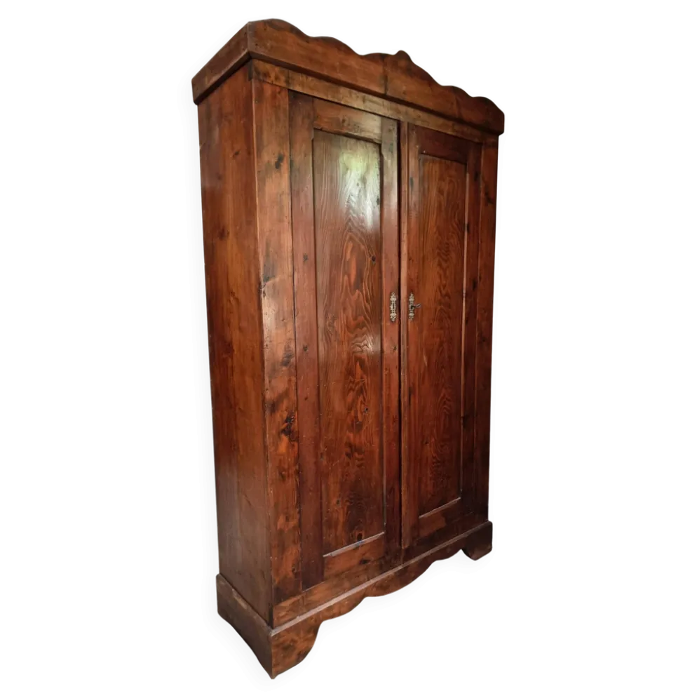 Armoire bonnetière ancienne en pin français – garde-robe rustique de campagne – vers 1900–1920