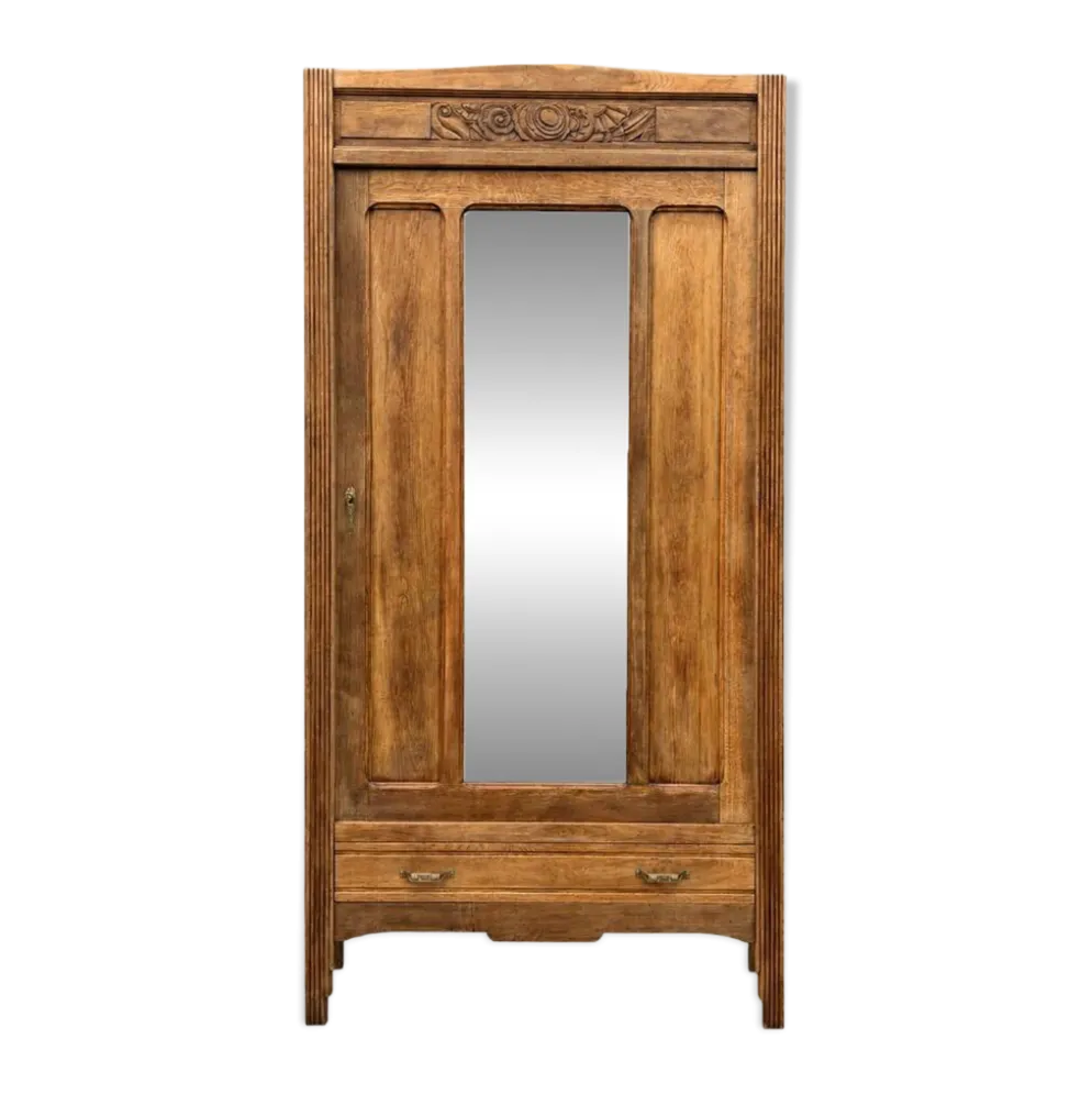 Armoire bonnetière parisienne art déco chêne brut et massif